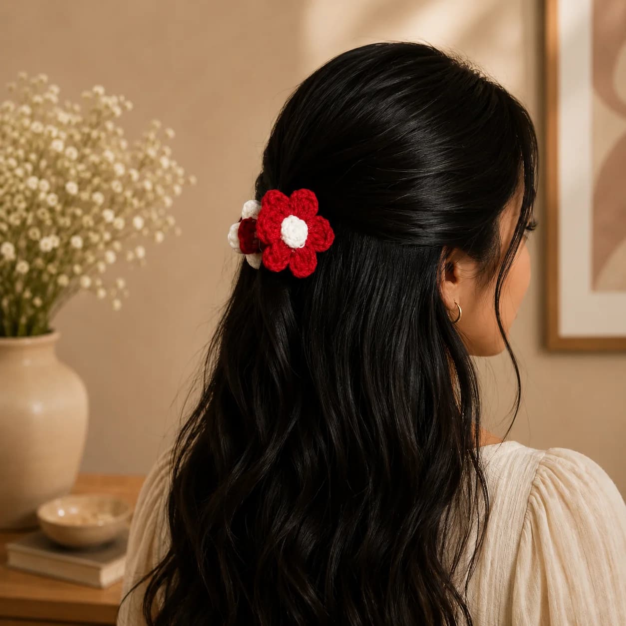 Crochet Flower Hair Clip
